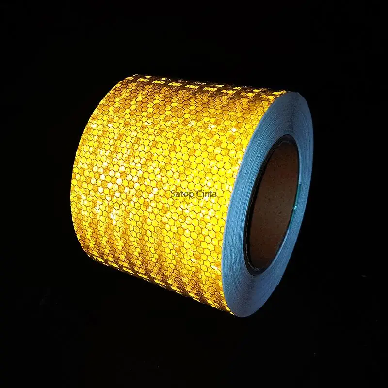 10cm*10m Waterproof Reflective Tape Conspicuity Caution Sticker Red Yellow Orange Green Fluorescent Strips For Tailers Car Truck