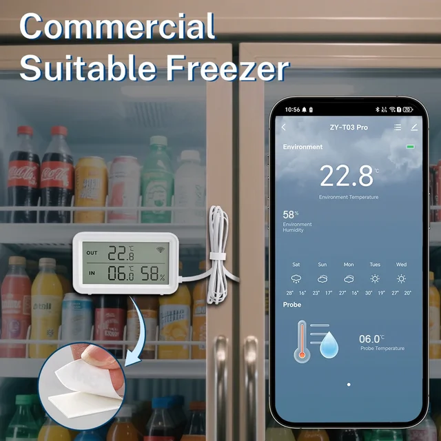 Tuya WiFi Temperature Humidity Sensor Digital LCD Screen Thermometer with External Probe Support Google Assistant Smart Life 5
