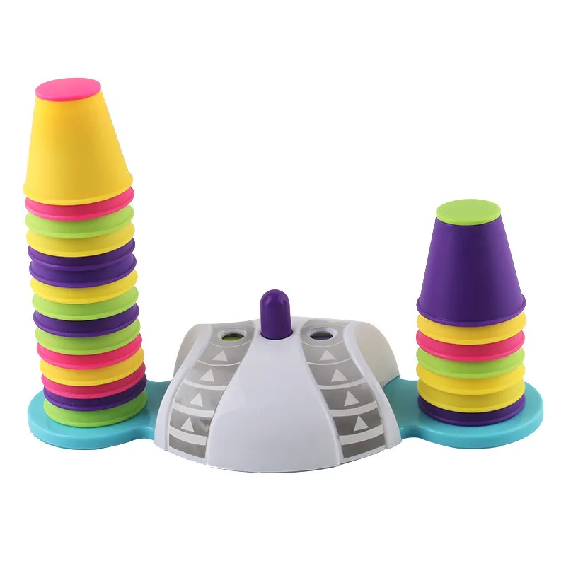 Eymobad Set di tazze impilabili sportive, con 18 coppe veloci, 54 carte, 1 bell per bambini, set di bicchieri impilabili, set di giocattoli per feste
