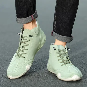 الرجال جولة تو المتسكعون الفاخرة عالية الجودة المألوف حذاء للسير مسافات طويلة تنفس لينة وحيد زوجين عارضة الدانتيل يصل الأحذية العارية 4