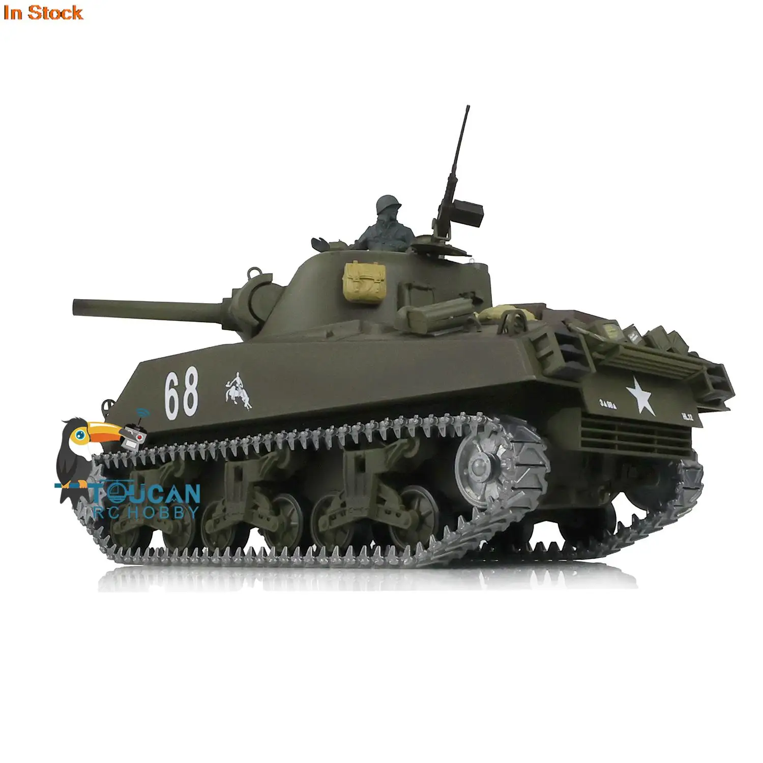 1/16 HENG LONG 7.0 Upgraded M4A3 Sherman RC Tank 3898 Barrel Recoil 360° Turret Metal Track Idler Wheels Army Toys TH17677-SMT4 4