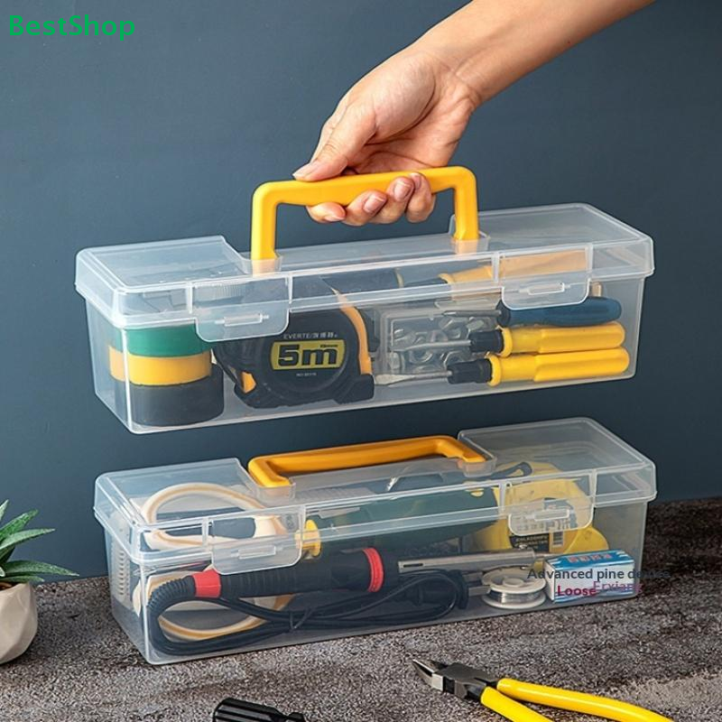 ♥Transparent Plastic Tool Box with Handle - Multi-Compartment Storage Case for Tools, Hardware & Crafts
