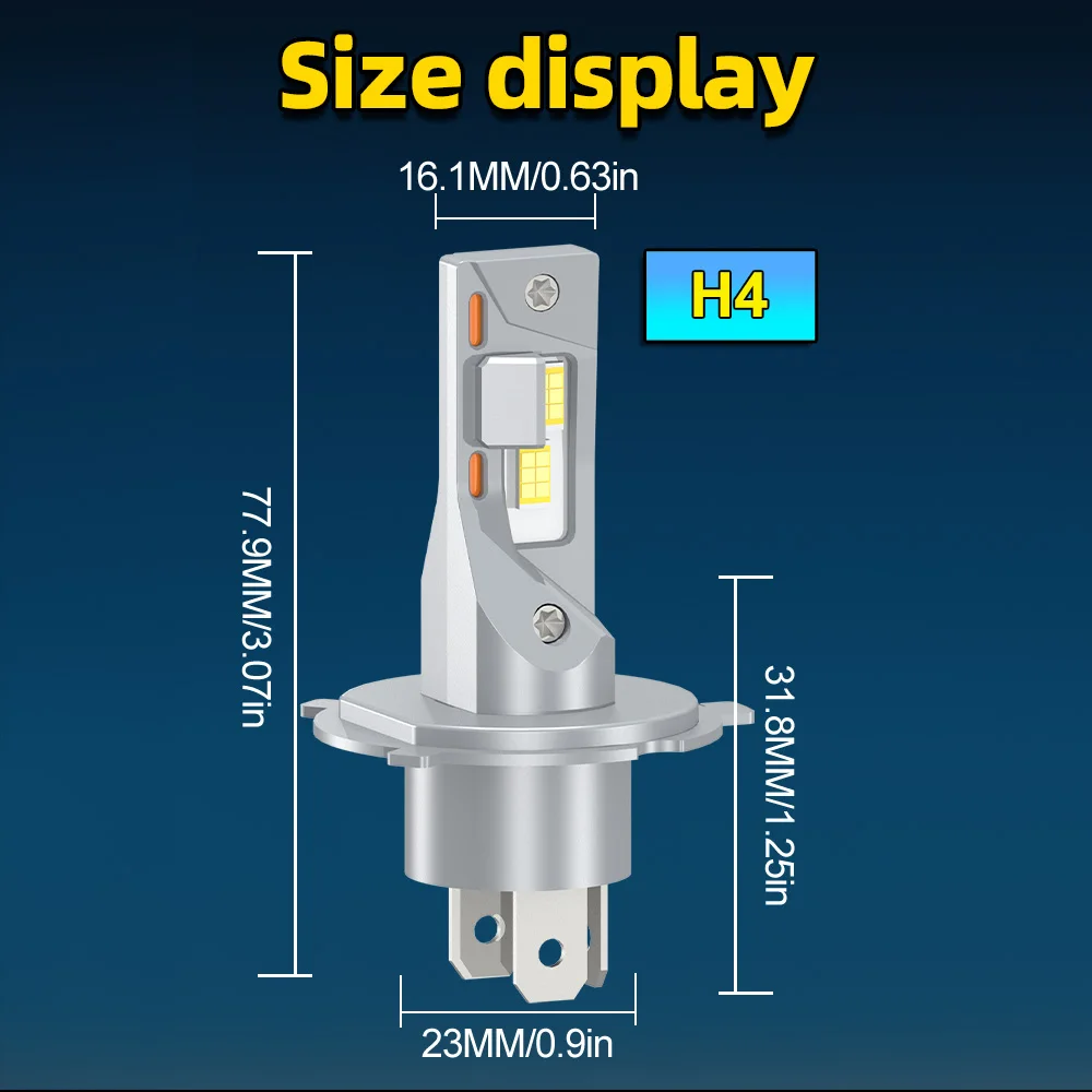 유니버설 H4 하이/로우 빔 LED 헤드라이트 전구 DC12V-24V 15000LM 팬 없음 고강도 헤드라이트 단일 구리 튜브