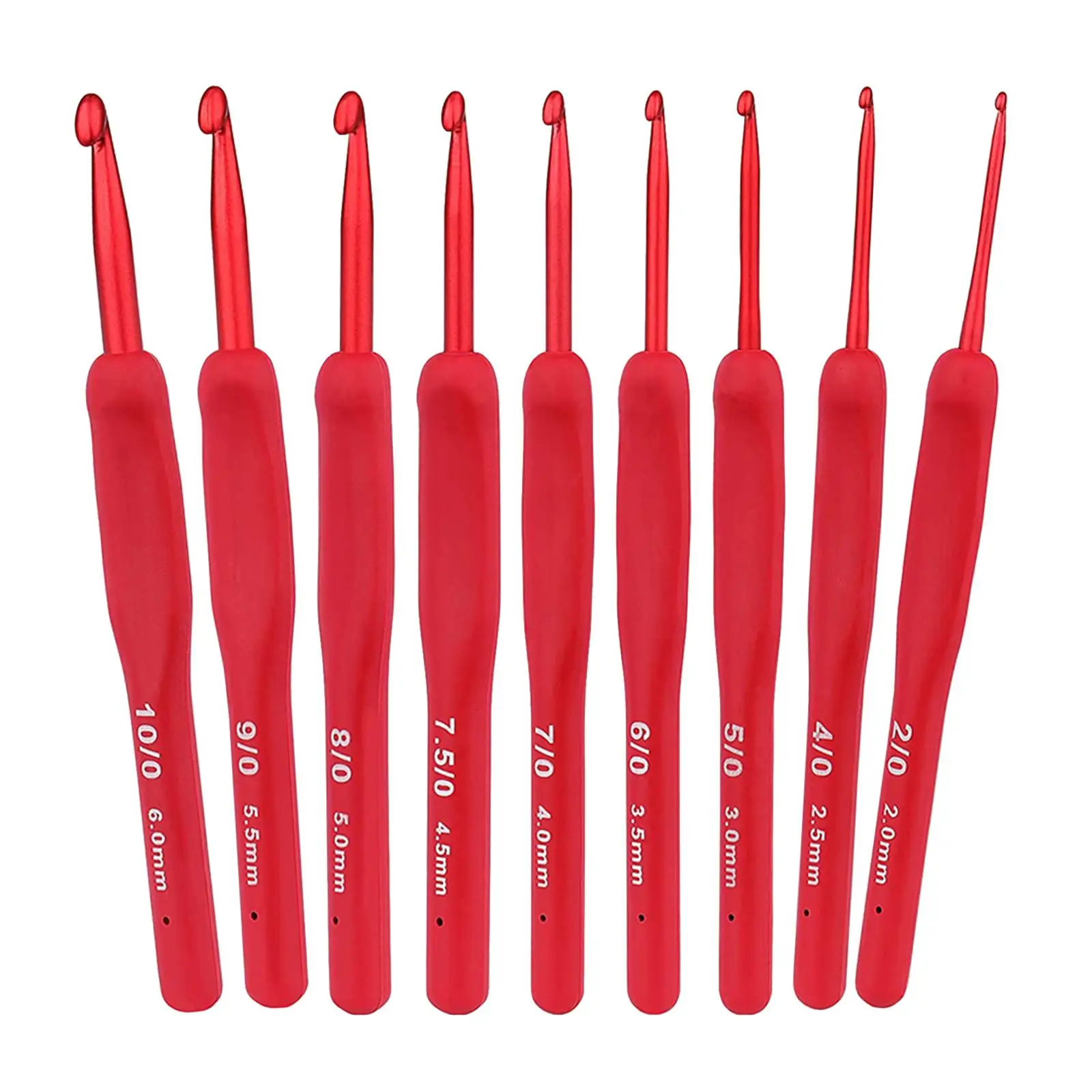 9 Pieces Crochet Hooks Set Ergonomic Handle Aluminium Alloy 9 Sizes 2mm-6mm Comfortable Knitting Hooks Knitting Crochet Supplies