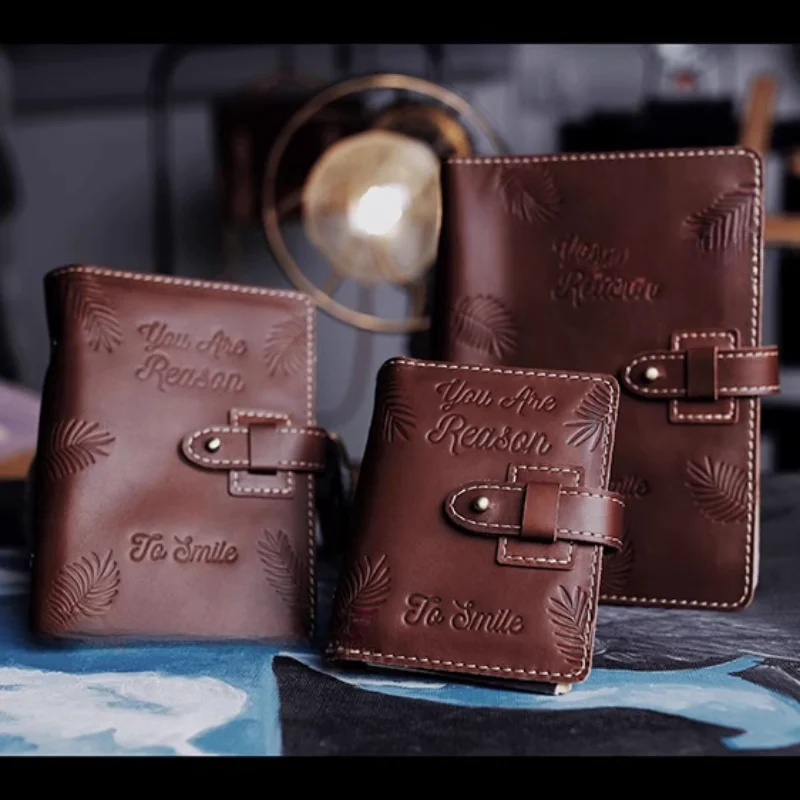 Handmade Genuine Leather Retro A5/A6/A7 Handbook Notepad Travel Journal Customized Card Holder Men Card Case Folder for Document