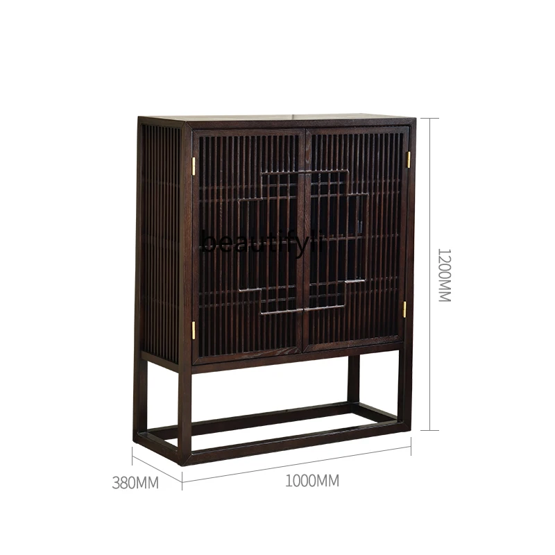

Solid Wood Locker Home Living Room Low Cabinet Ash Wood Wall Tea Cabinet New Chinese Style Sideboard Cabinet