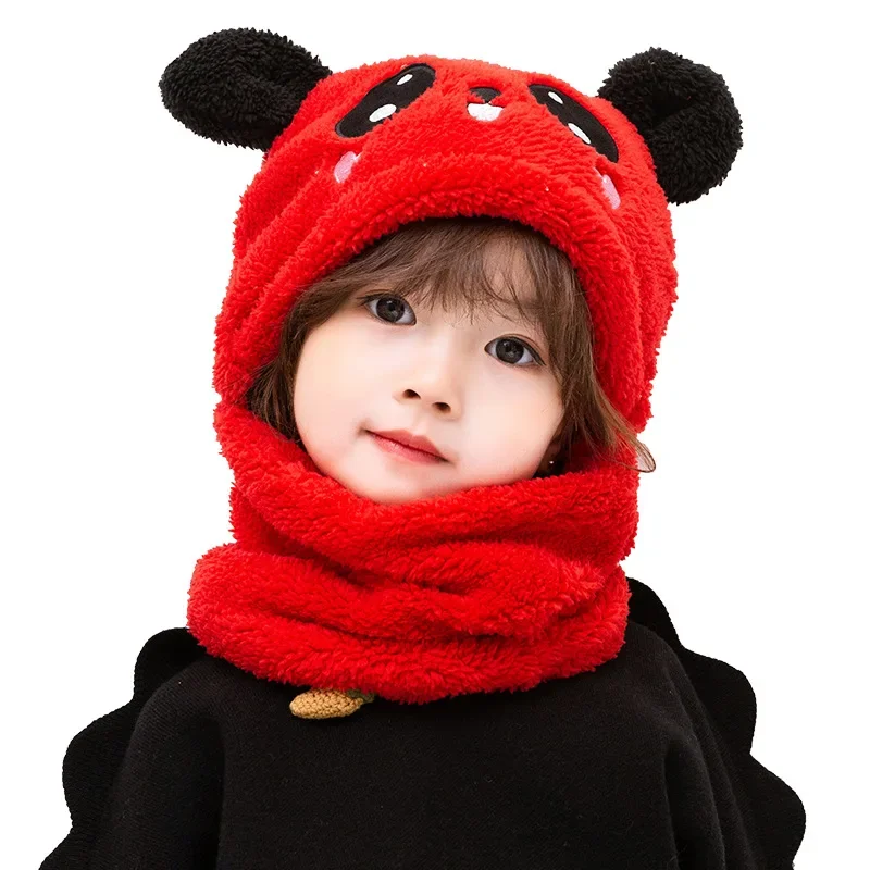 Winter Children Hat Plus Fleece Kids Caps Cartoon Hat For Girls Boys Scarf Thicken Cap Newborn Photography Baby Stuff 2