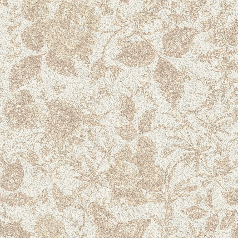 Vintage Rose Flower Wallpaper Paper for Wall European Peel & Stick Wallpaper Beige Floral Vinyl Film Removable Self-Adhesive