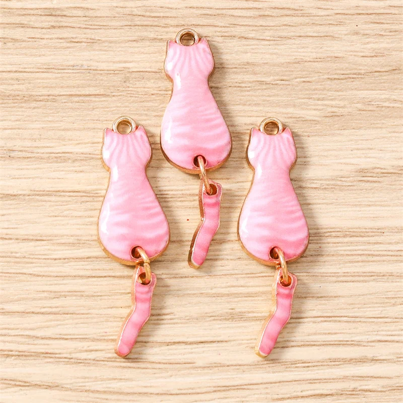 Tusember 10 Stück Emaille-Anhänger aus legiertem Metall mit niedlichem Katzenmotiv, Tieranhänger für DIY-Ohrringe, Armbänder, Halsketten, Schmuckherstellung, Zubehör – Detail 5