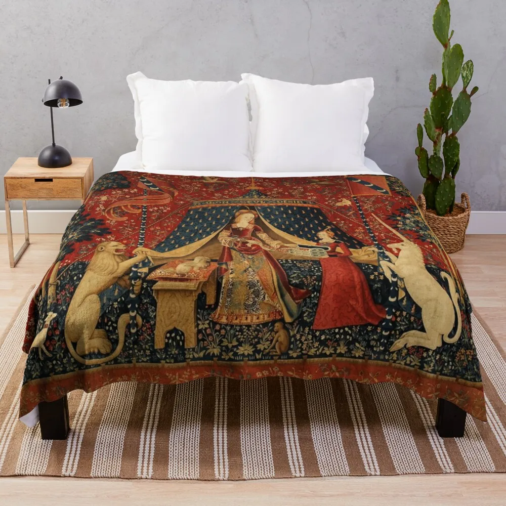 

Tapestry: The lady and the unicorn Throw Blanket Decorative Throw Quilt blankets ands Dorm Room Essentials Blankets