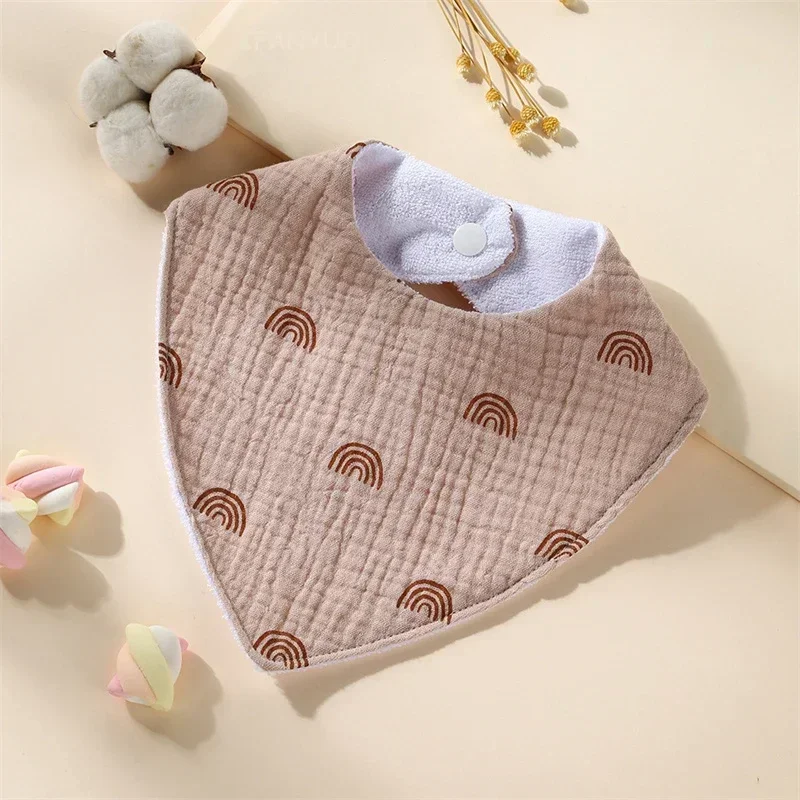 New Baby Cartoon Animal Triangle Bib Pure Cotton Waterproof Boy Girl Kid Printed Saliva Towel Newborn Infant Anti Spitting Cloth 3