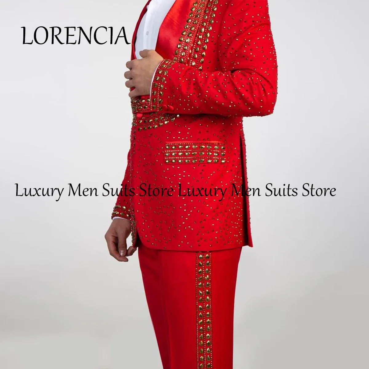 Customized Men Suits 3 Pieces Sets Notched Lapel Groom Tuxedos Wedding Prom Blazers Pants Outfit Terno Masculino Completo 5