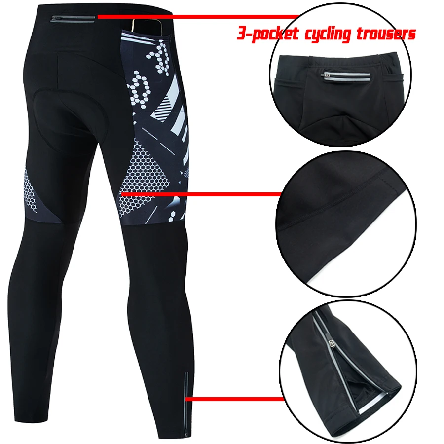 Cycling Pants Cycling Bib Pants 3 Pocket Spring Autumn Cycling Pants Men PRO Bike Cool Breathable Cycling bib Pants Quick Dry Bike Tight MTB Waterproof