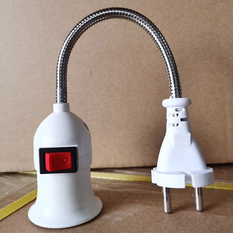 E27/E26 Plug in Light Socket Adapter with On/Off Switch, Flexible Extension Lamp Bulb Holder Converter for Night Light