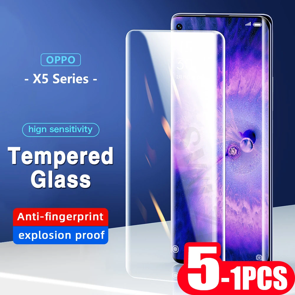 

5-1Pcs cover UV Glass Smartphone For OPPO Find X5 pro protective Film UV Tempered glass Find X3 X2 pro X phone screen protector
