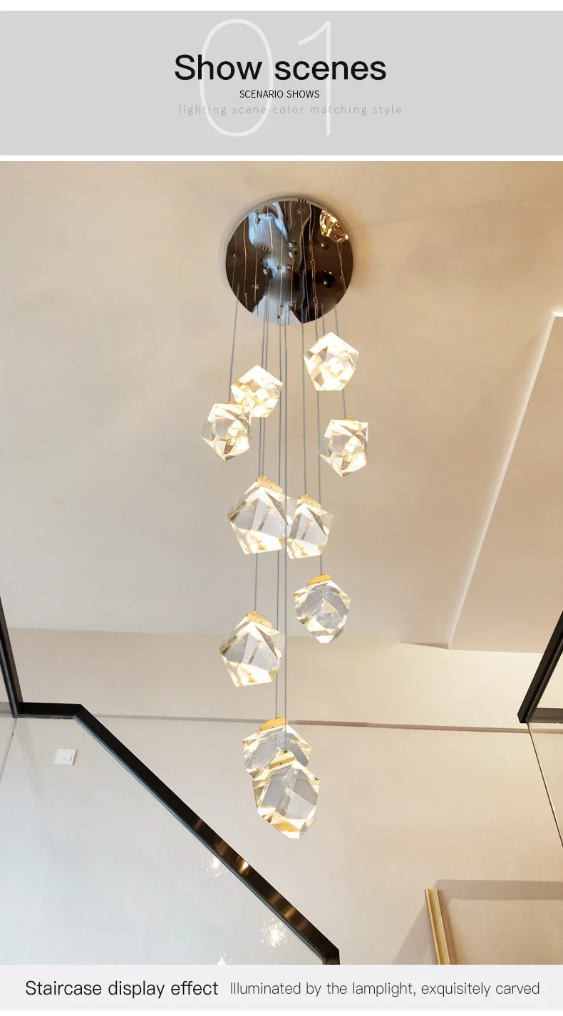 Home Living Room Bedroom Chandelier K9 Crystal Modern LED Pendant Light 5