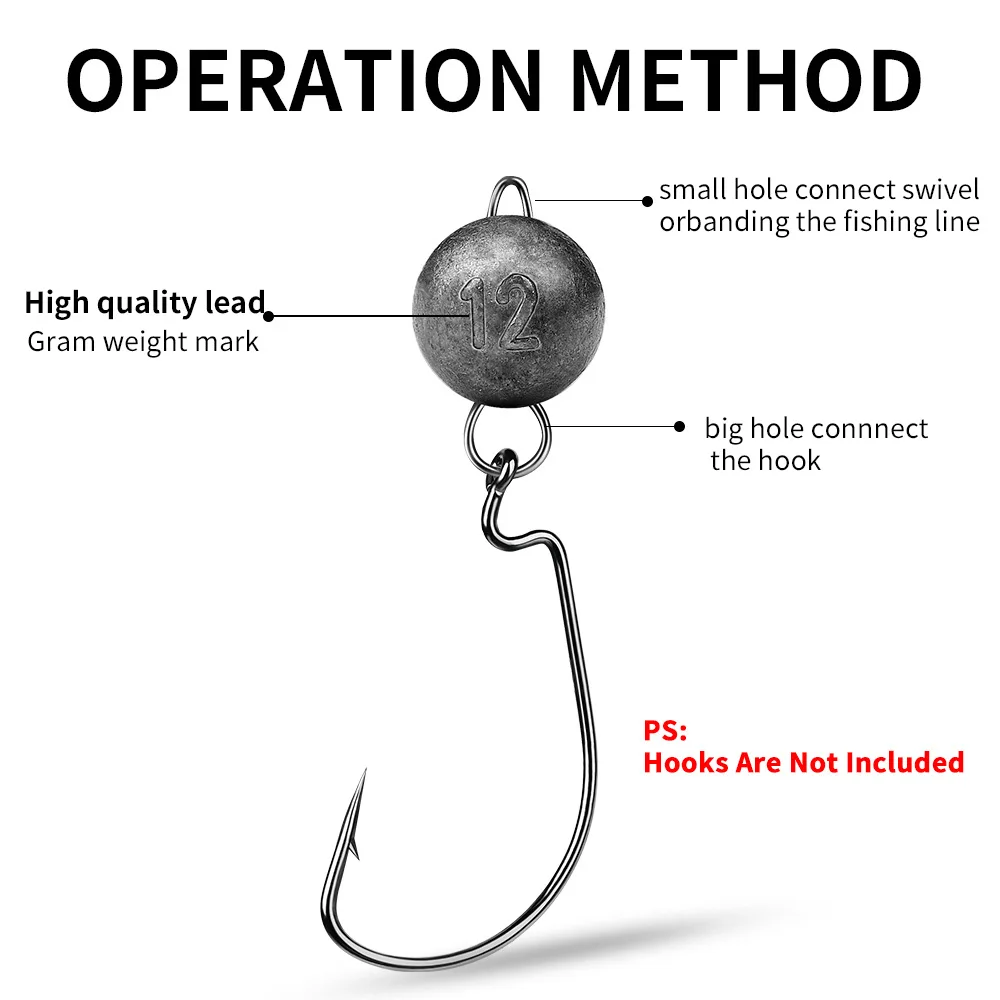 10PCS Sinker Fishing Jig Head Bullet Weights Soft Lure Group 2g 4g 6g 8g 10g 12g 14g 16g18g 21g Hook Aggravated Fishing Tackle