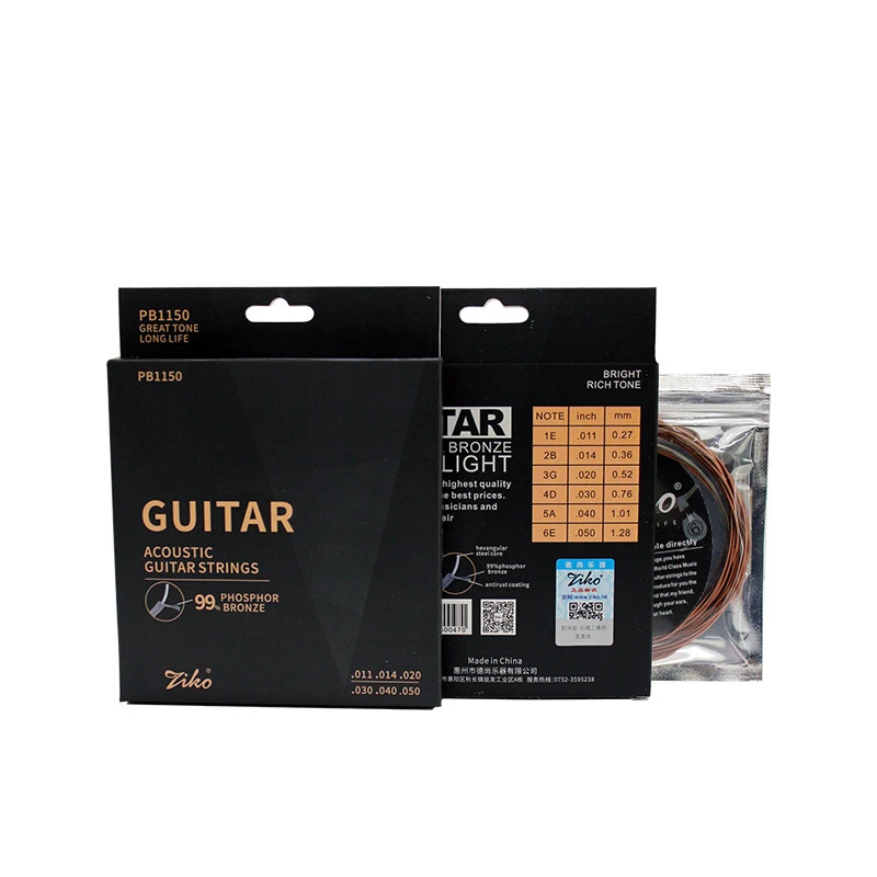 ZIKO PB1150 Acoustic Guitar Strings 99% Phosphor Bronze Anti-Rust Coating Musical Instruments Accessories Parts