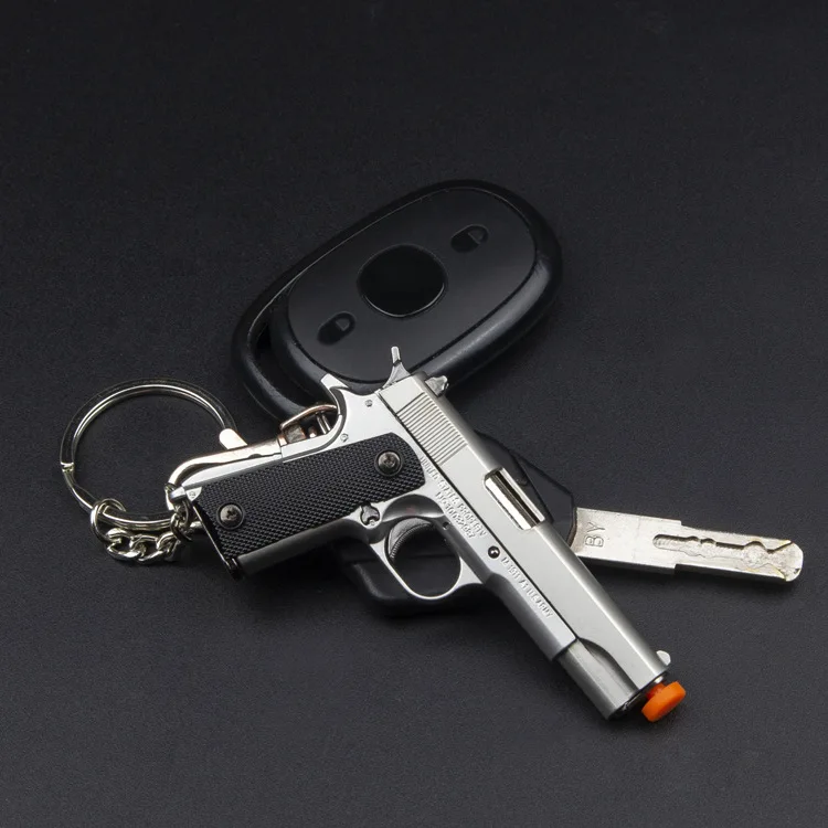 Full Metal 1911 Shell Eject Pistol Shaped Keychain Realistic Model
