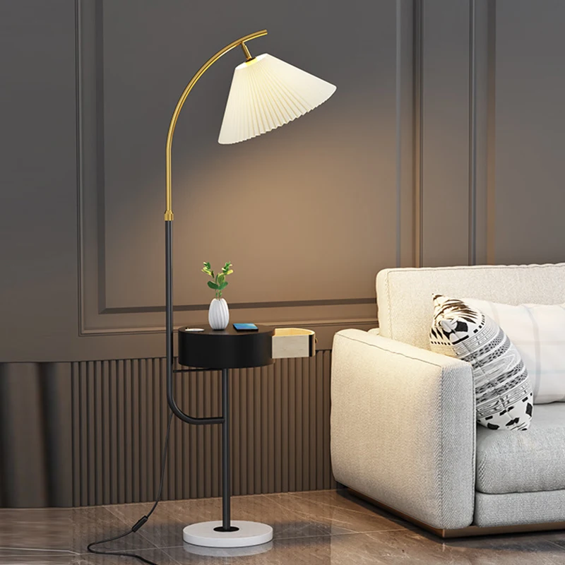 

Living room floor lamp with drawer bedside table floor lamp bedroom luxury design sofa bookcase standing lamp coffee table lamp