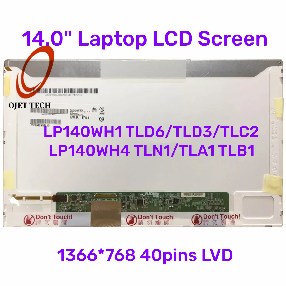 14 Inch 1366*768 40Pin Matrix LP140WH1 TLD6 LP140WH1 TLC2 LP140WH1 TLD3 LP140WH4 TLN1 TLA1 TLB1 Laptop Lcd Screen