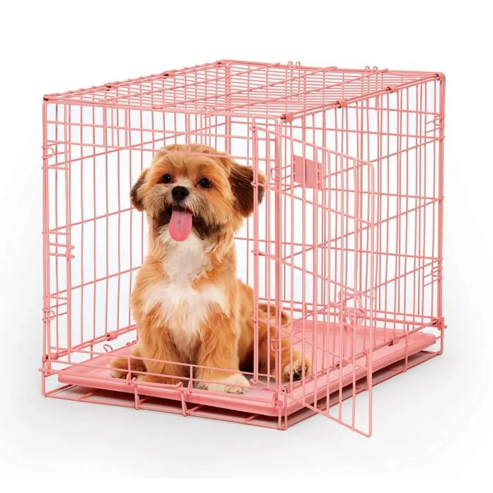 

Newly Enhanced MidWest iCrate Folding Metal Dog Crate, Divider Panel, Floor Protecting feet, Leak-Proof Dog Pan 24L x 18W x 19H