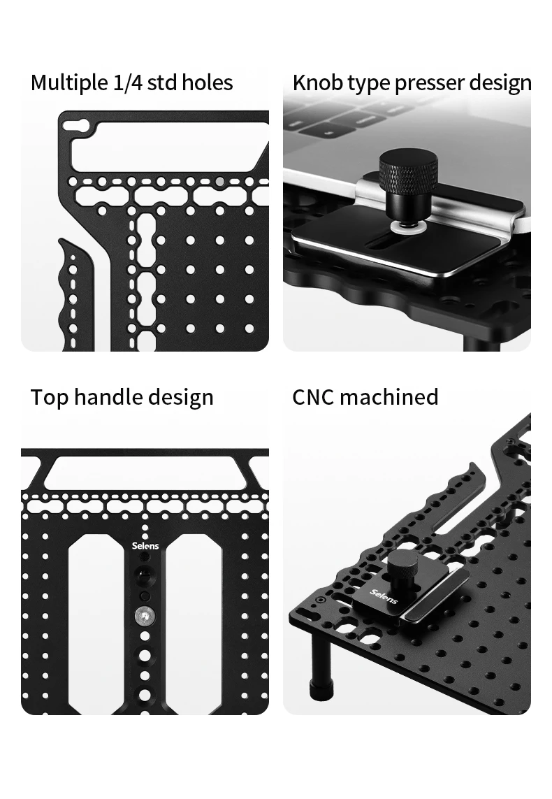 ,17.72x11.22in Universal Aluminum Alloy Laptop Stand Tray with 1/4" Screw Hole,S