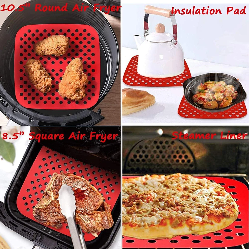 21.5cm Square Silicone Airfryer Liner Reusable Air Fryer Liners for 5QT or Bigger Non-Stick Easy Clean Air Fryer Accessories air fryer liners,air fryer accessories