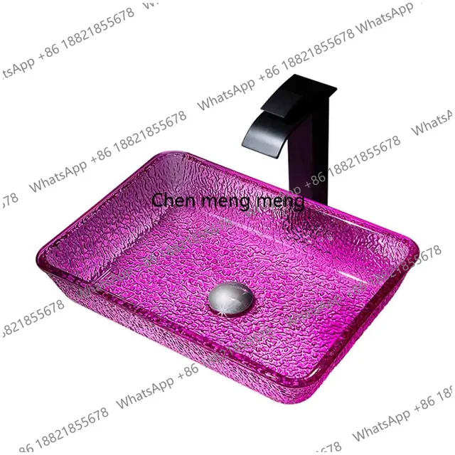 อ่างล้างหน้าทรงสี่เหลี่ยมแบบใส ผลิตจากวัสดุหล่อขึ้นรูป ลดราคา สำหรับใช้ในห้องน้ำ ระเบียง หรือวางบนเคาน์เตอร์ 6