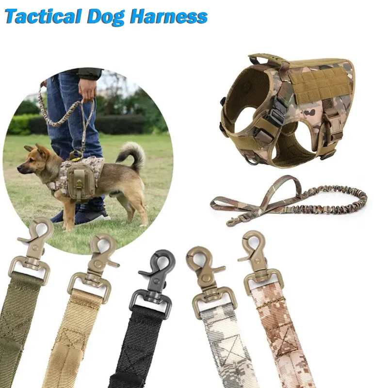 

Durable Tactical Dog Harnessl Vest Heavy Duty Dog Outdoor K9 Malinois Training Explosion-proof Impact Chest Harness and Leashes