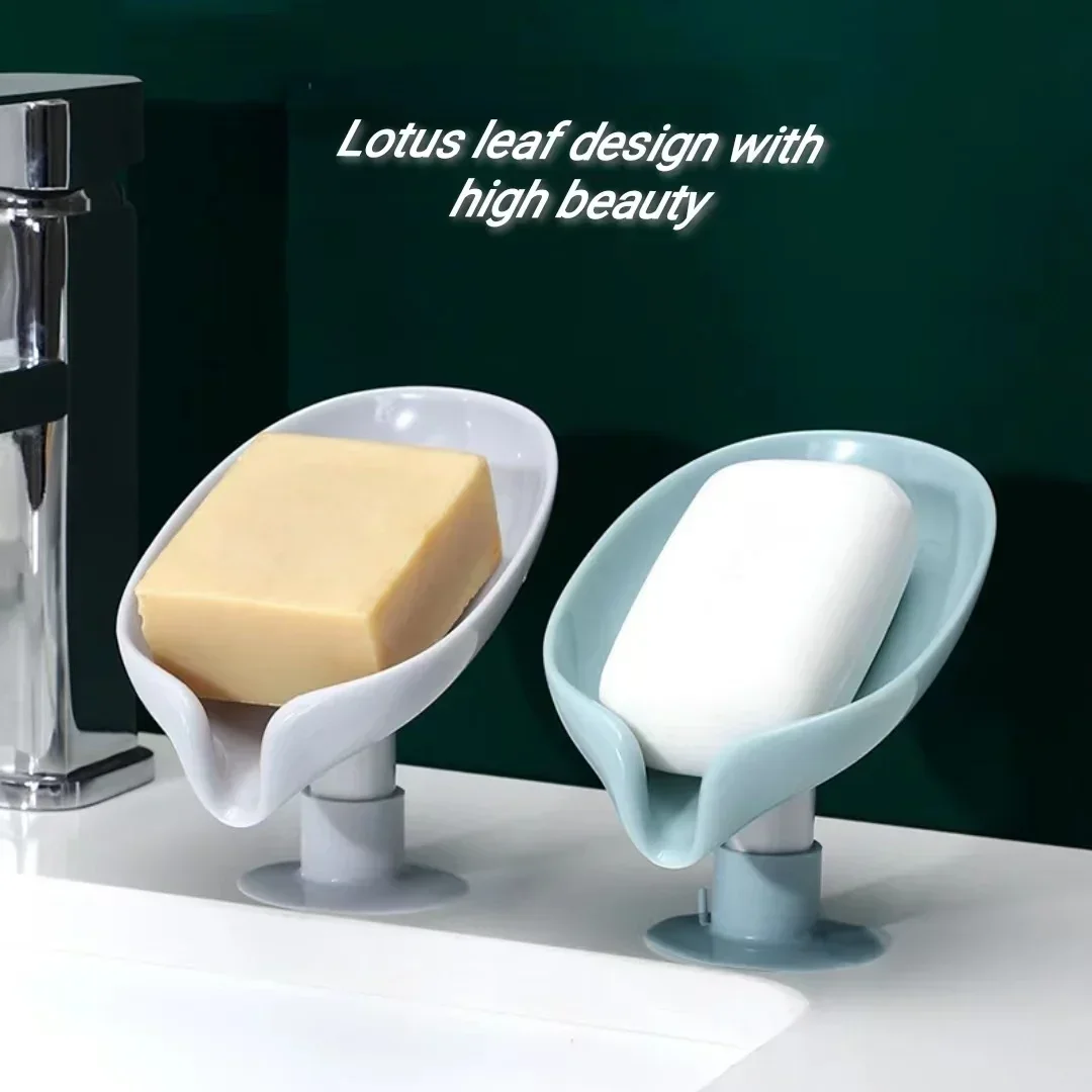 otus leaf Shape Soap Box Bathroom Accessories Tray Creative Sucker Water-free Storage Box 2
