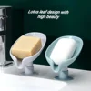 otus leaf Shape Soap Box Bathroom Accessories Tray Creative Sucker Water-free Storage Box 2