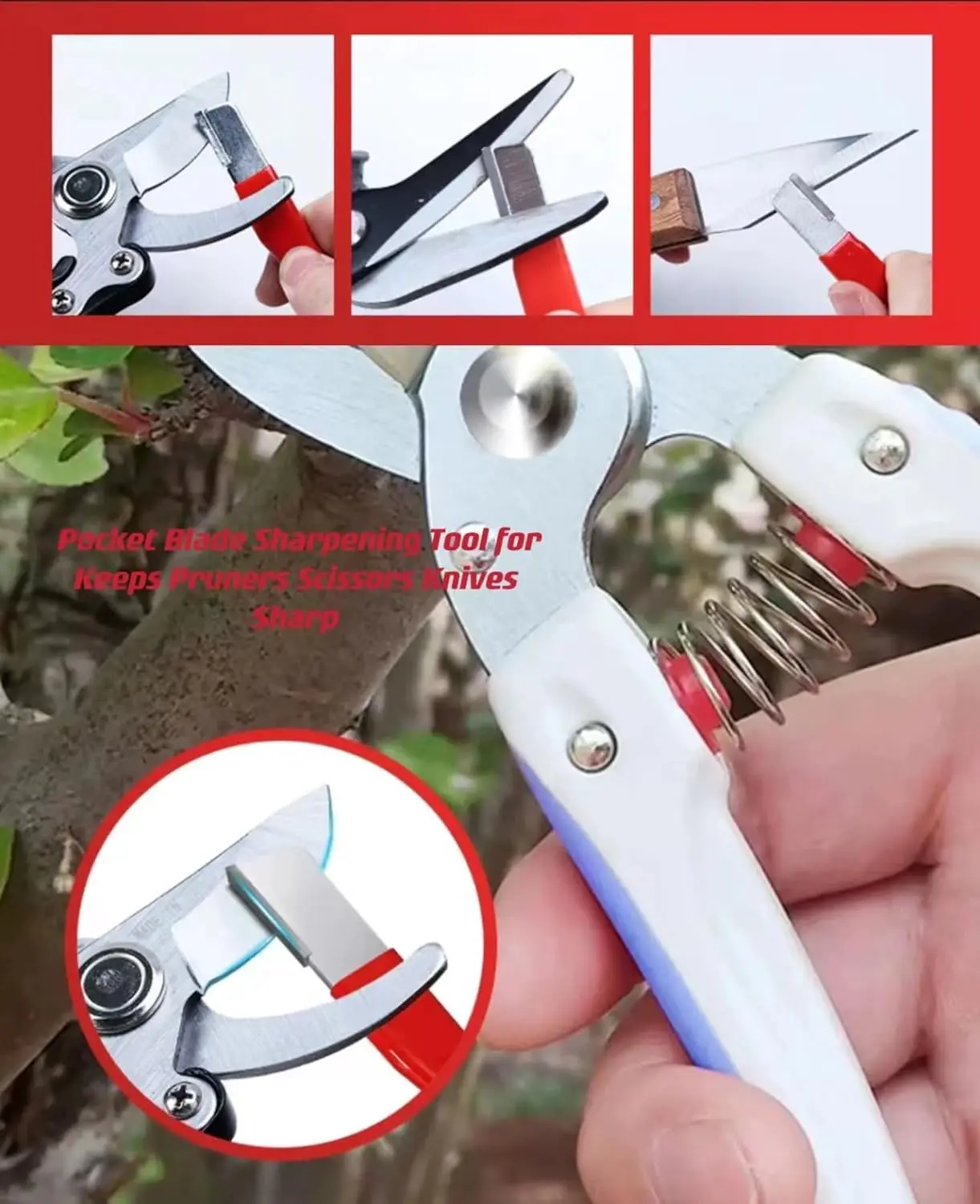 Affilacoltelli/Affilatrice per Forbici, Affilatore in Lega Dura, Strumento di Affilatura Rapida Tascabile per Forbici da Giardinaggio e Coltelli Tascabili - immagine 6