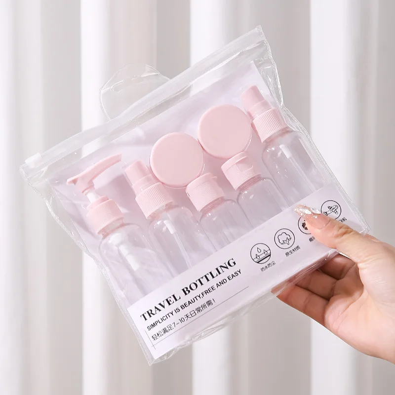 Compact 7-Piece Travel Toiletry Bottle Set - Refillable, Leakproof, and Lightweight Containers