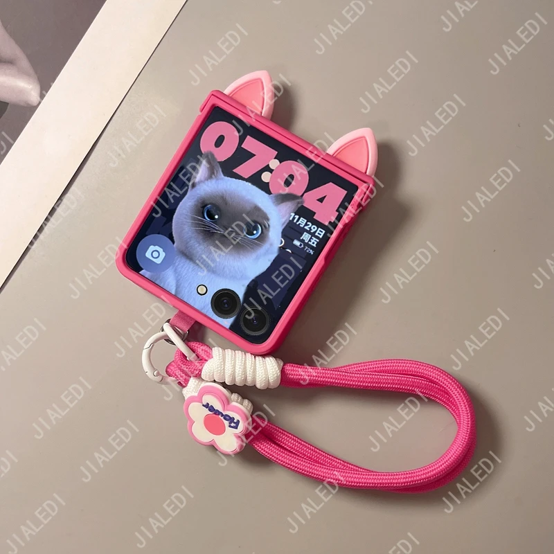 Cute Cat Ears Hinge Phone case For Samsung Galaxy Z Flip 7 thumbnail 8