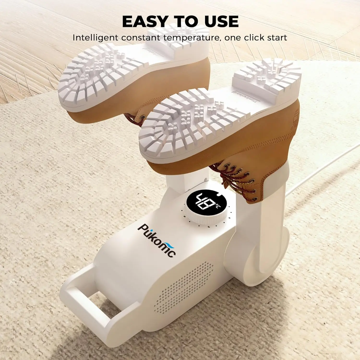 เครื่องอบรองเท้าพกพา Pukomc รุ่นใหม่ ปี 2025 พร้อมตัวตั้งเวลาและระบบปิดอัตโนมัติ, 180 °   แขนยืดหดได้ปรับระดับได้ 1