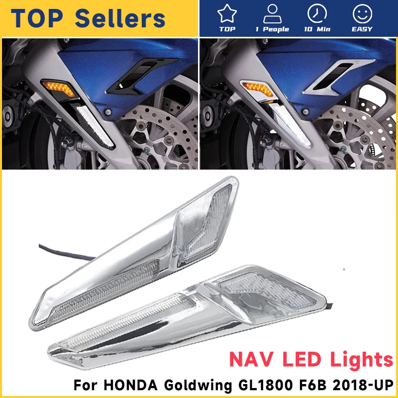 Motorcycle NAV LED Lights Front Brake Fork Mounted For Honda Goldwing GL1800 F6B -UP