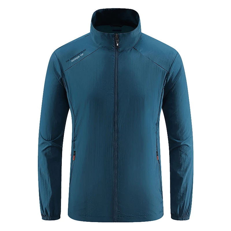 2024 미니멀리스트 남성용 얇은 재킷, 스탠드 업 칼라, 포켓 지퍼, 긴팔, 야외 스포츠, UV 차단 의류, 여름 신상