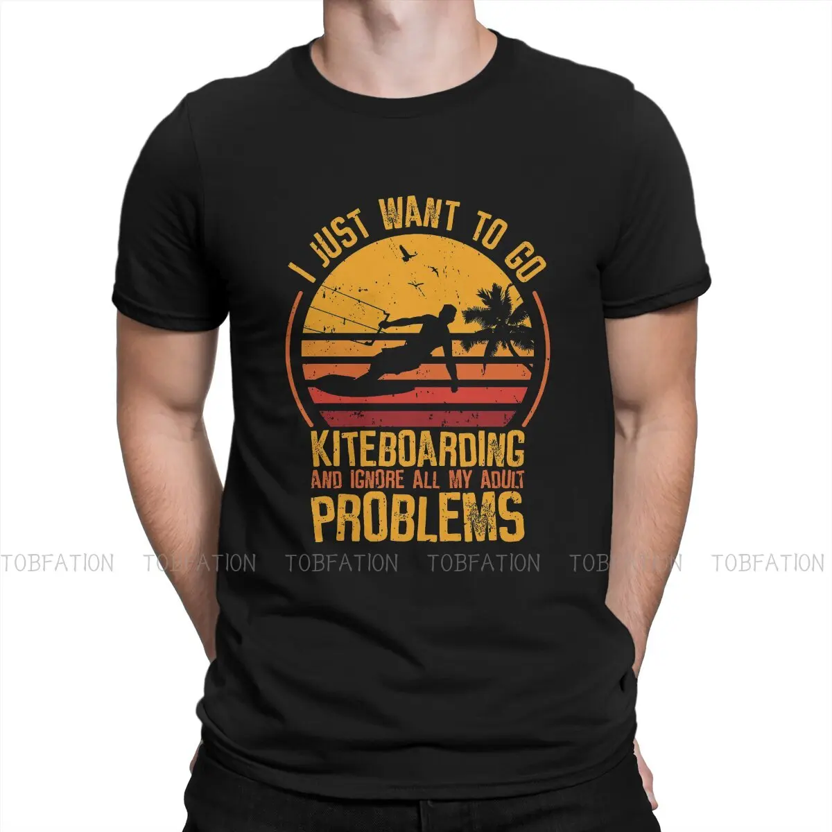 Adulto Problema Surfer Appassionati O Collo Tshirt Kitesurf Kiteboard Aquilone Flysurf Maglietta Pura Uomo Individualità Plus Size