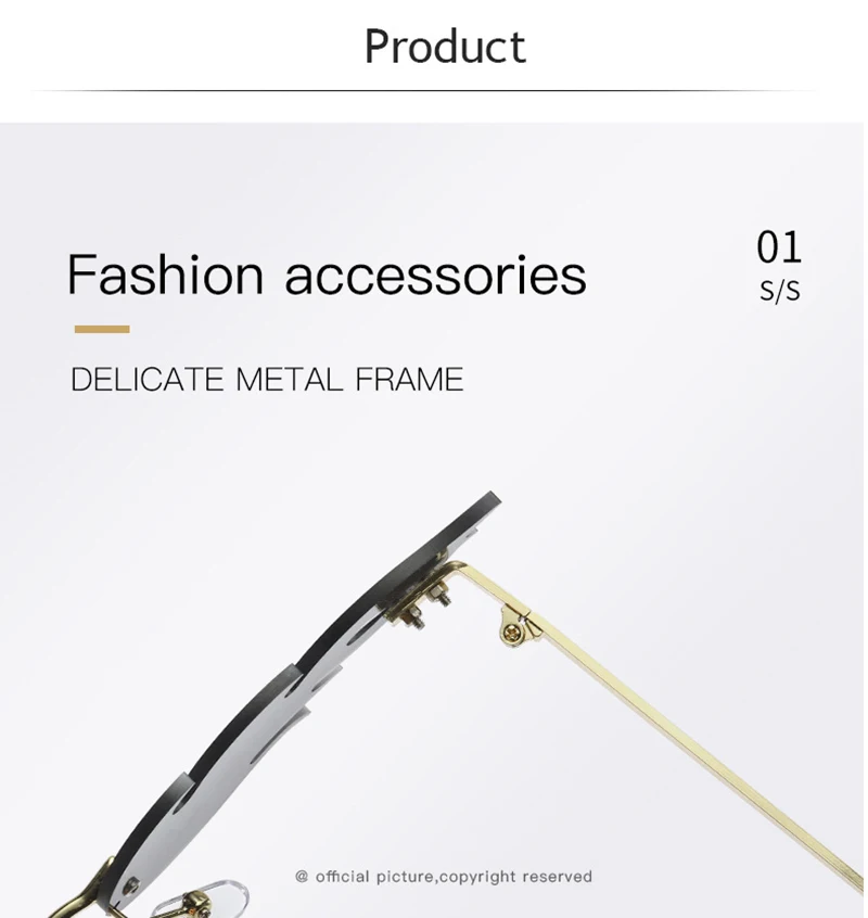 Óculos de sol morcego feminino sem aro tendência eyewear_voghion.com