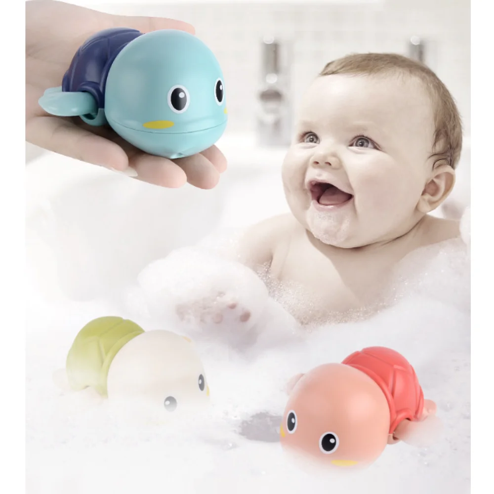 

Baby Bath Toys for Children Water Fun Swimming Bath Toy Cute Turtle Clockwork Bath Toy Chain Up Animal Bathroom Children's Toys