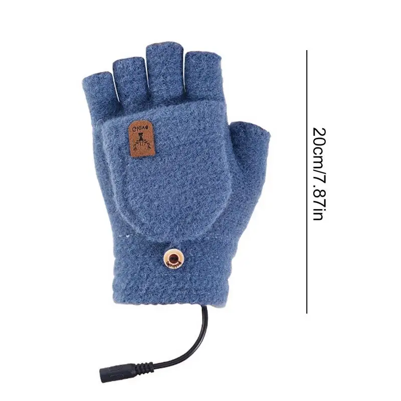 Heated Winter Gloves USB Heated Gloves Mitten Full & Half Winter Gloves Washable Fingerless Gloves For Adults Girls Boys 6