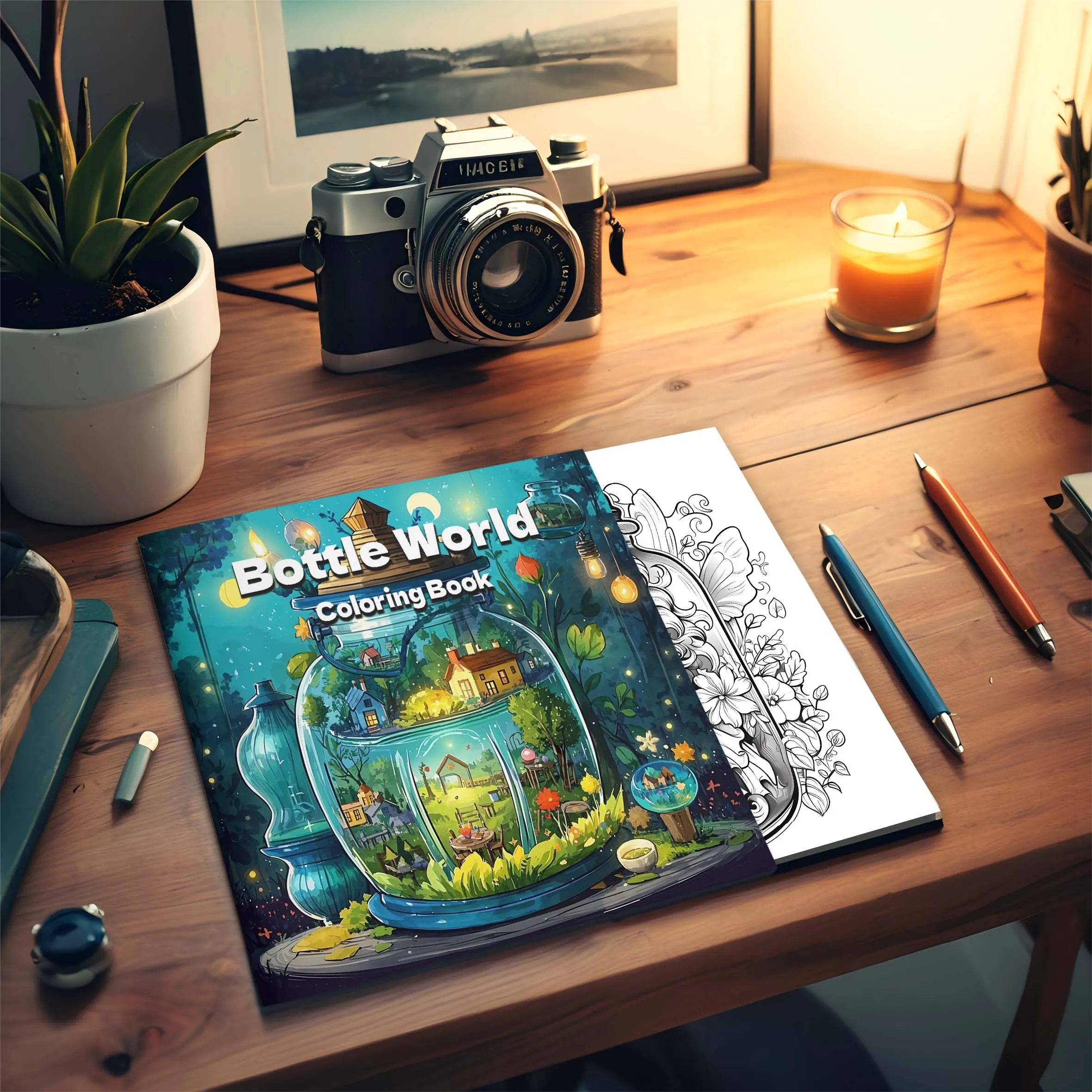 Bottle World Coloring Book 24 page Gift For Birthday Party Relieve Stress Kill Time Graffiti Painting Drawing Book Original 4