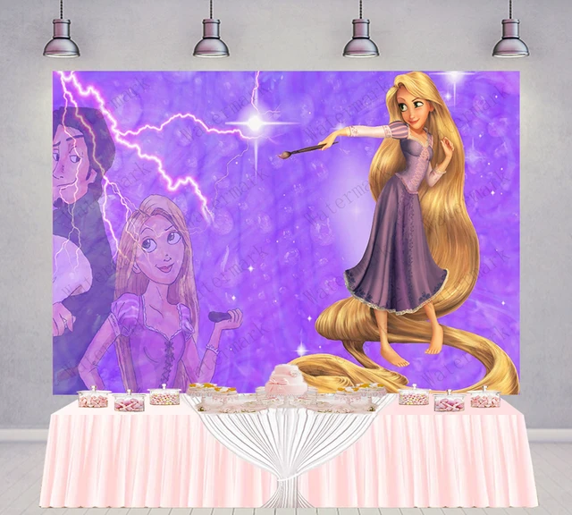 Disney Tangled Rapunzel Backdrop Kids Birthday Background Purple Long Hair  Princess Vinyl Polyester Photography Decor Props - AliExpress