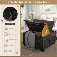 Coffee Table with Flip Top Hidden Storage, Square Center Table Distressed Brown 2