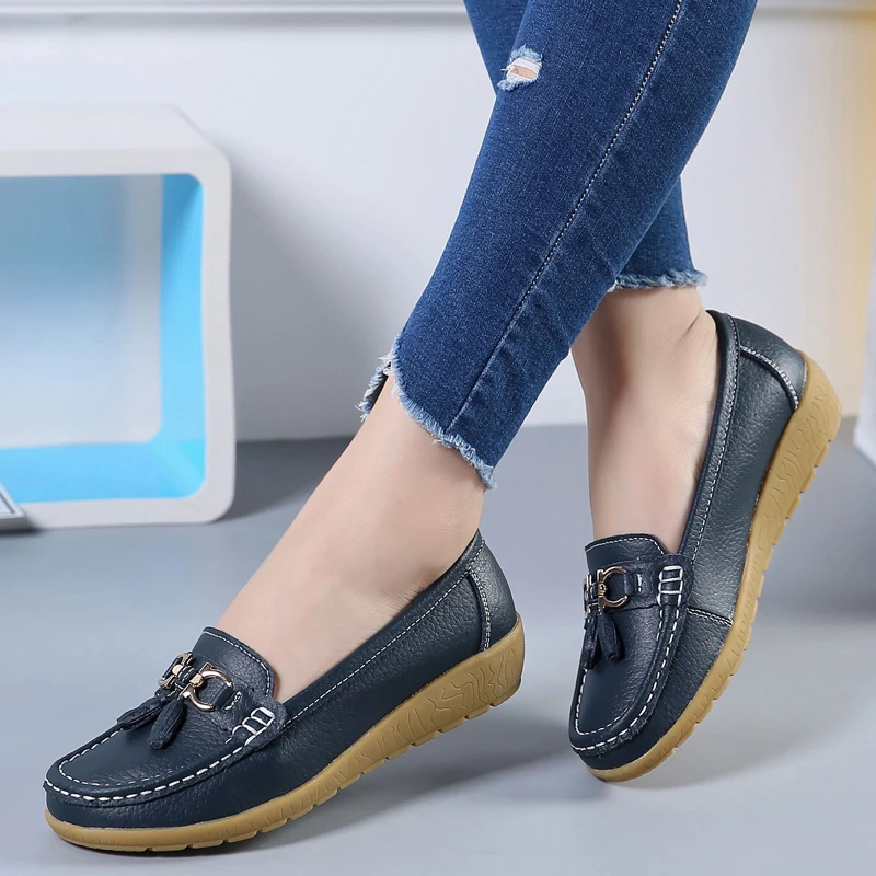 Women Loafers New Women Flats Ballet Shoes Woman Cut Out Leather Breathable Moccasins Shoes Ballerina Ladies Casual Plus Size