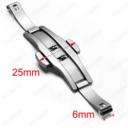 Stainless Steel Butterfly Buckle Clasp for Watch Straps - Silver (Silver 6x25mm)