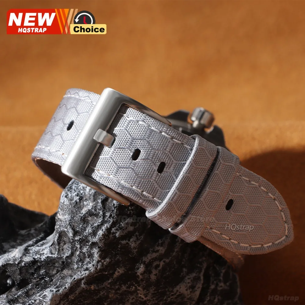 Universal Nylon and Leather Smartwatch Strap - Adjustable 22mm/20mm Band