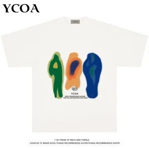 Футболка мужская хлопковая оверсайз, топ свободного покроя в стиле хип-хоп, с графическим принтом YCOA, корейская мода, Y2k, летняя одежда