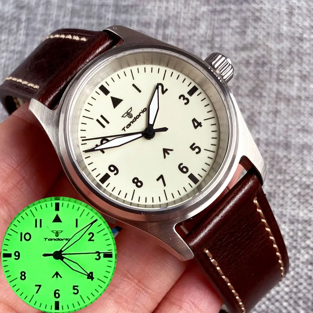 Vintage Pilot Diver Watch S Nh35 Movt Super Luminoso Tandorio Orologio Da Polso Meccanico Da Uomo Chiusura Pieghevole Montre Homme Sapphire